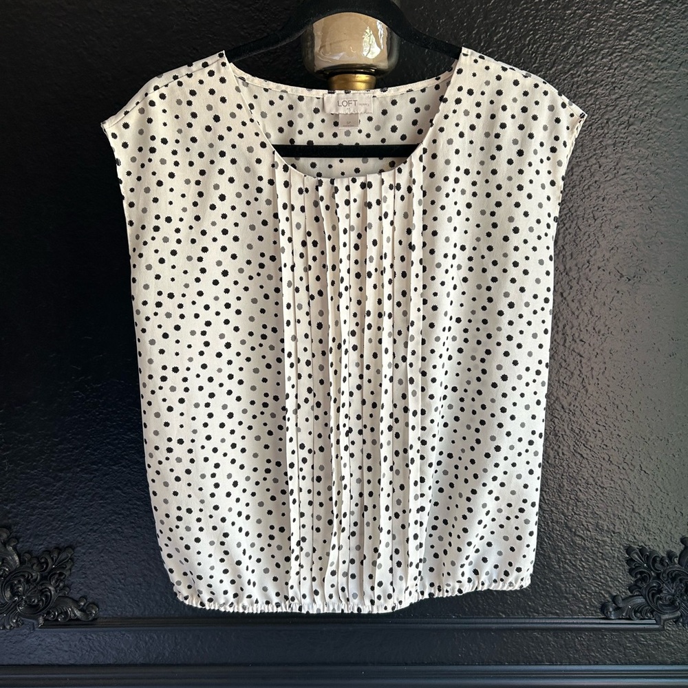 LOFT Black and White Polka Dot Blouse